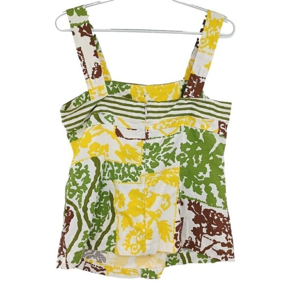 Tori Richard Floral Print Button Front Tank Top Women's 10 Preppy Boho Beach - Picture 2 of 10